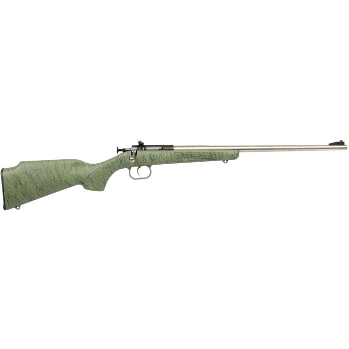 Crickett KSA2442 Gen2Youth 22 LR 1rd 16.13" Stainless Single Shot Barrel, Stainless Steel Receiver, Green w/Black Webbing Fixed Synthetic Stock