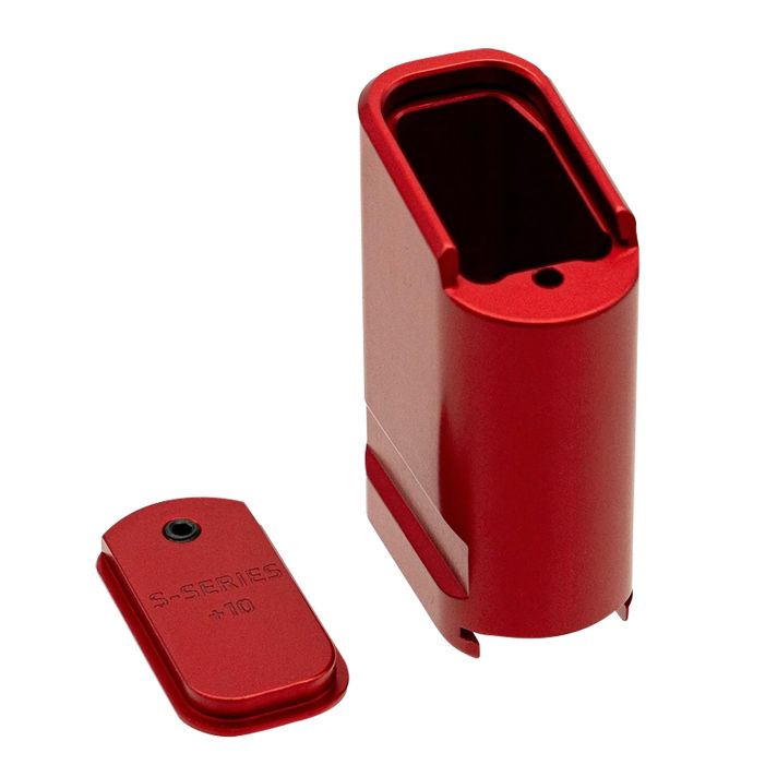 Shield Arms SAS15ME10RED Magazine ExtensionExtended 10rd Compatible w/ Shield Arms S15 Magazine Red Anodized Aluminum