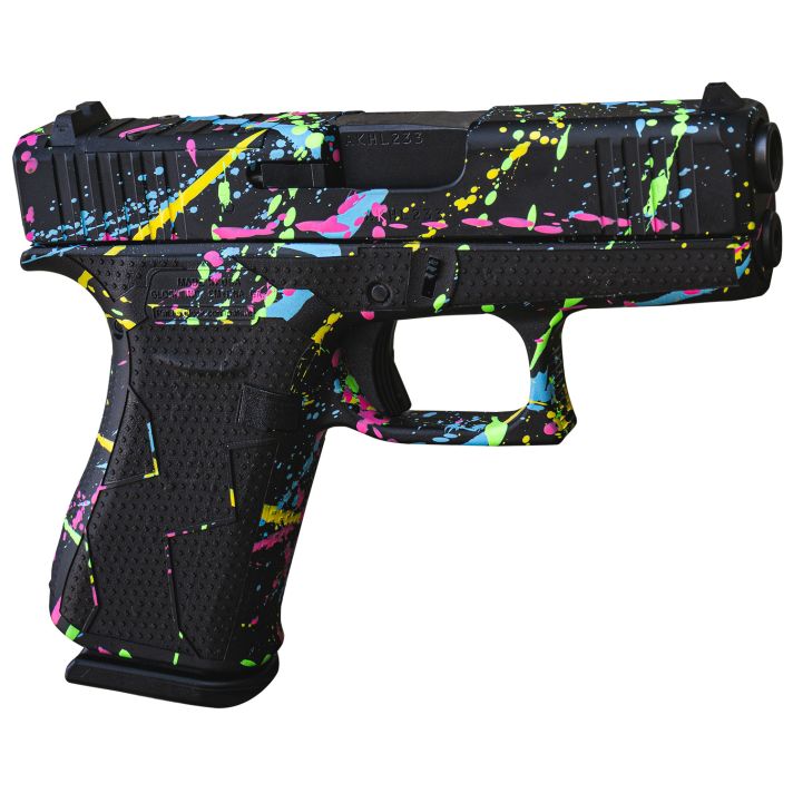 Glock UX4350204NSPLT G43XSub-Compact Frame 9mm 10+1 3.41" Black GMB Barrel, Black Splatter Cerakote Serrated Steel Slide, Polymer Frame & Grip