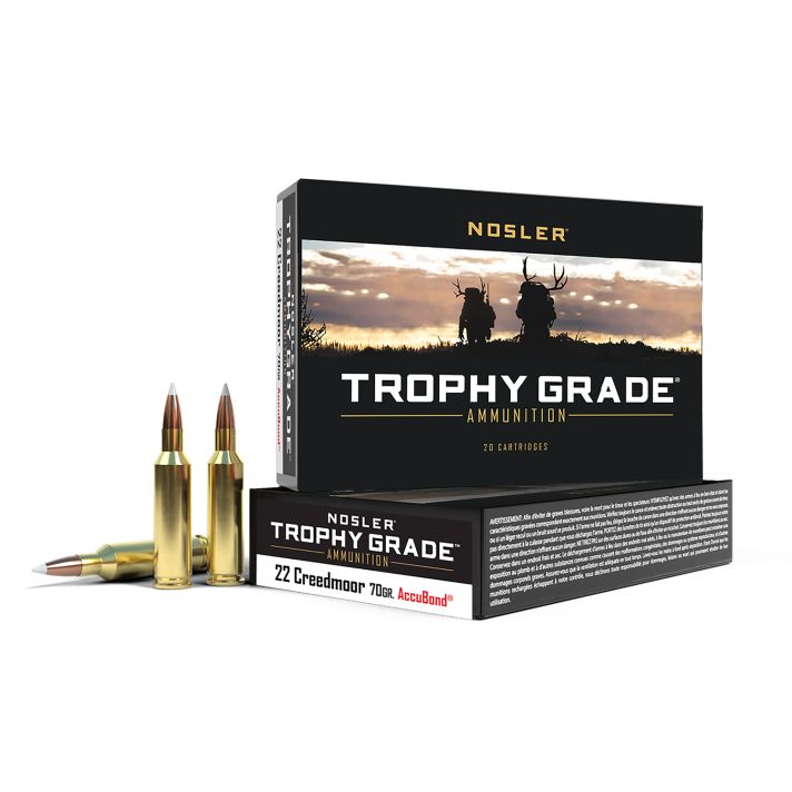 Nosler 60152 Trophy Grade22Creedmoor 70gr AccuBond 20 Per Box/10 Case