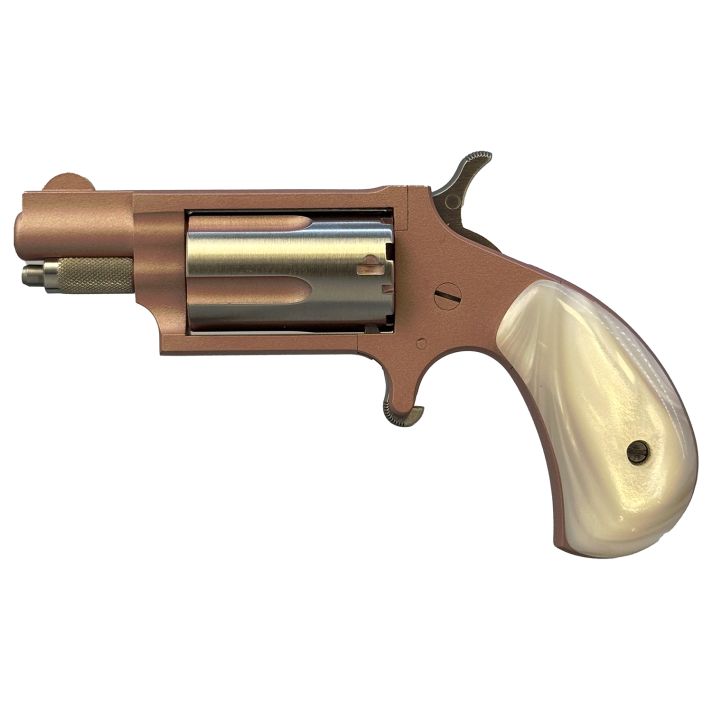 North American Arms 22MSROSE Mini-Revolver22 Mag 5 Shot 1.13" Rose Gold Cerakote Stainless Steel Barrel & Frame, Rose Gold/Stainless Cylinder, White Pearlite Grip, Stainless Exposed Hammer,
