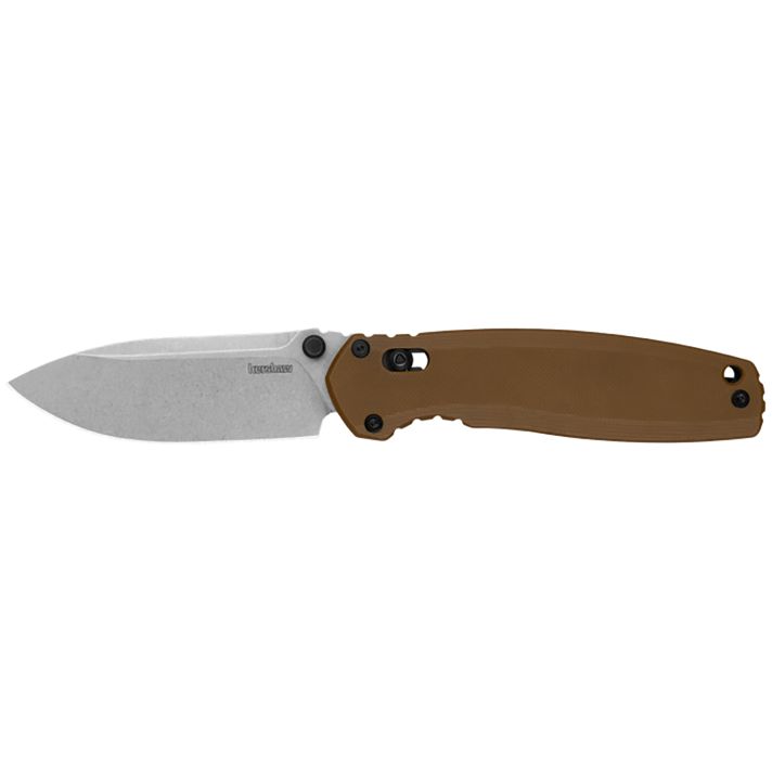Kershaw 2052 Broadside3.50" Folding Spear Point Plain Stonewashed D2 Steel Blade, Brown G10 Handle