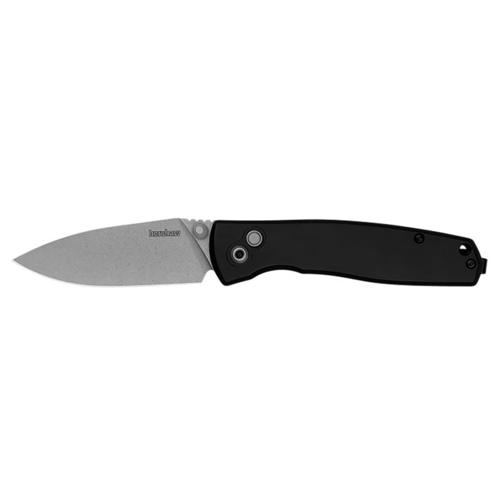Kershaw 2053 Kindred3" Folding Spear Point Plain Stonewashed D2 Steel Blade, Black Anodized Aluminum Handle