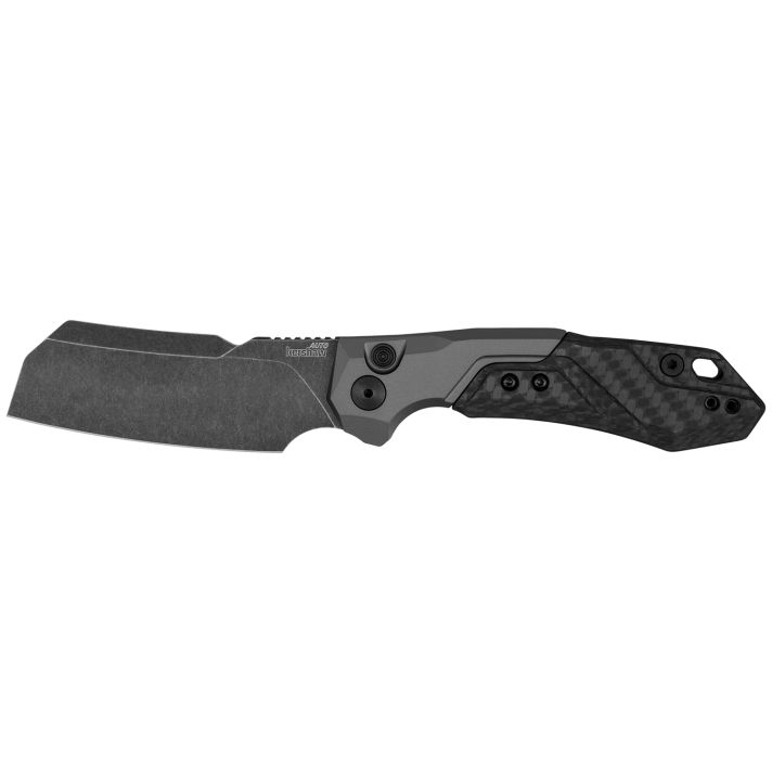 Kershaw 7850 Launch 14 Automatic 3.38" Cleaver Plain Black Oxide Blackwash CPM 154 SS, Blade Black Anodized Aluminum/Carbon Fiber Handle