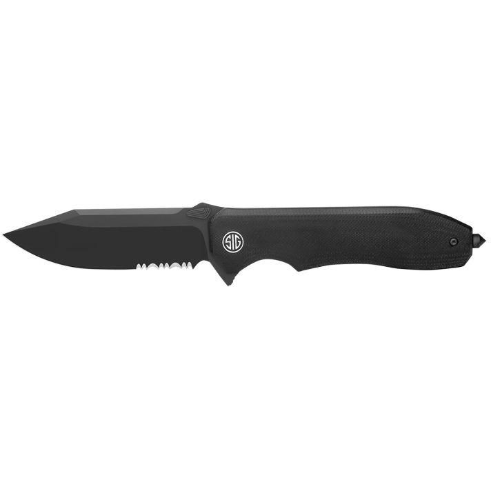 Sig Sauer Knives VA9BBS Validus3.78" Folding Drop Point Part Serrated Black PVD M390 Steel Blade, 4.76" Black Textured G10 Handle