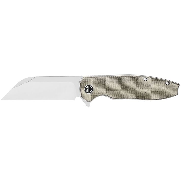 Sig Sauer Knives KA7SG Karak3.25" Folding Wharncliffe Plain Black PVD Nitro-V Blade, 4" Green Canvas Micarta Handle