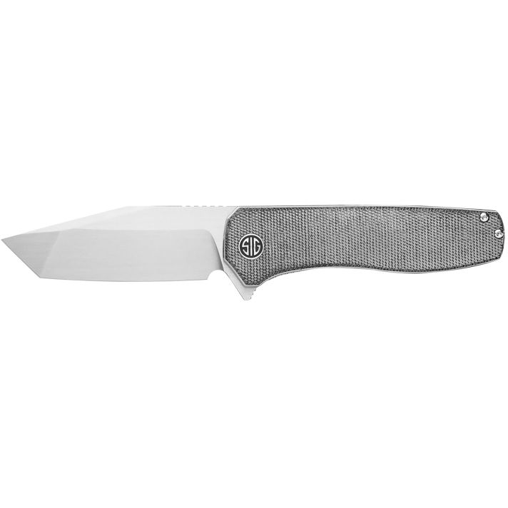 Sig Sauer Knives XI6SB Xiphos3.40" Folding Modified Tanto Plain Satin Nitro-V Blade, 4.20" Salt & Pepper Micarta Handle