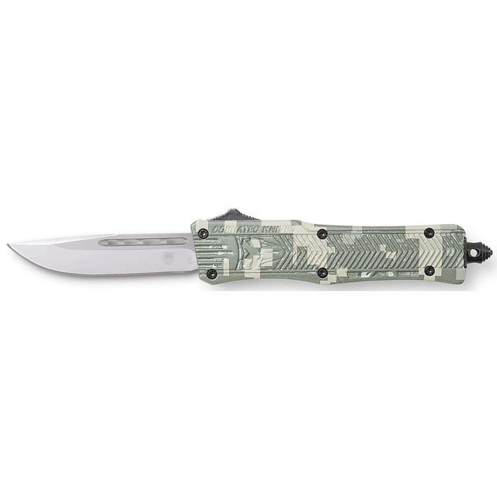 CobraTec Knives SADCCTK1SDNS CTK-1 American Flag Small 2.75" OTF Drop Point Plain D2 Steel Blade, 4.25" Digital Camo Aluminum Alloy Handle