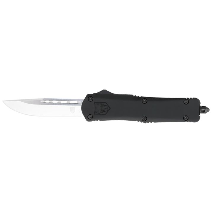 CobraTec Knives MBFS3DNS FS-3Medium 3" OTF Drop Point Plain D2 Steel Blade, 4.50" Black Aluminum Alloy Handle