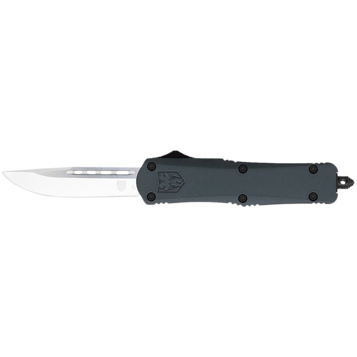 CobraTec Knives MGYFS3DNS FS-3Medium 3" OTF Drop Point Plain D2 Steel Blade, 4.50" Gray Aluminum Alloy Handle