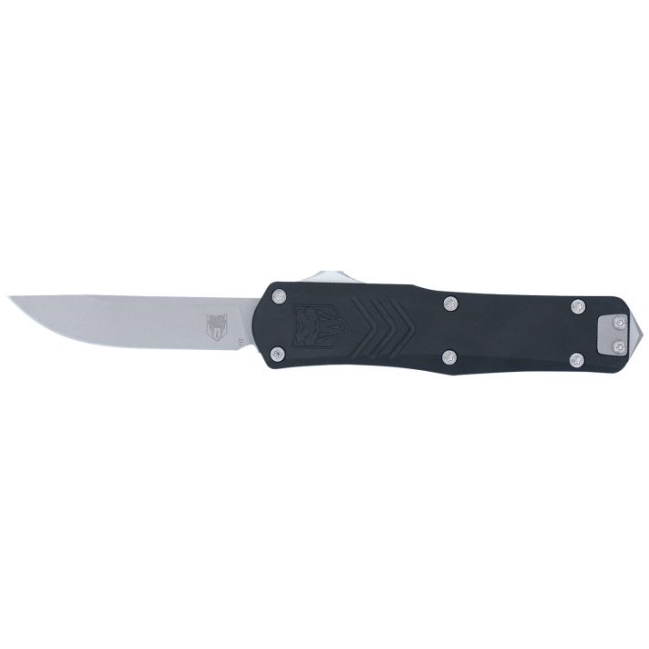 CobraTec Knives SBLKFSXGEN3DNS FS-X Gen III Small 2.75" OTF Drop Point Plain Stonewashed D2 Steel Blade, 3.88" Aluminum Handle