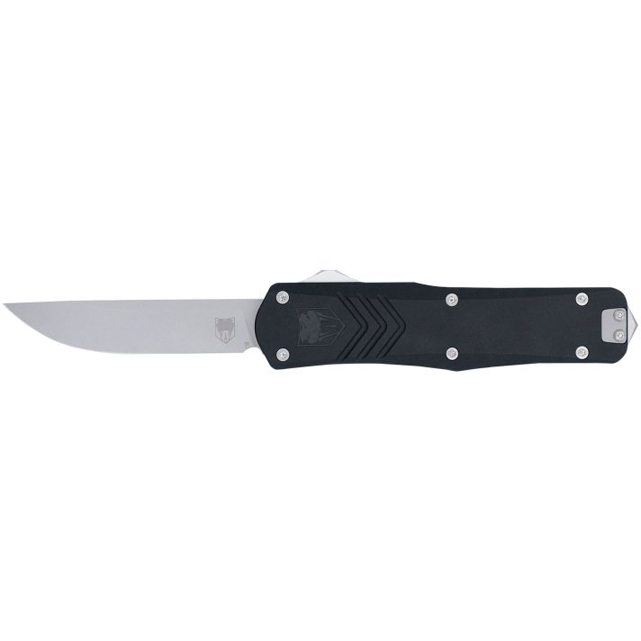 CobraTec Knives MBLKFSXGEN3DNS FS-X Gen III Medium 3" OTF Drop Point Plain Stonewashed D2 Steel Blade, 4.68" Aluminum Handle