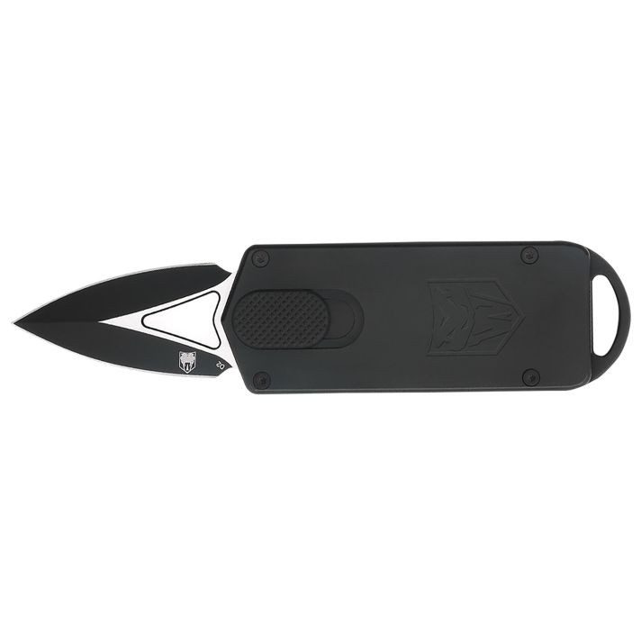 CobraTec Knives CTASPBLK ASP1.94" OTF Dagger Plain D2 Steel Blade, 3.31" Black Aluminum Handle