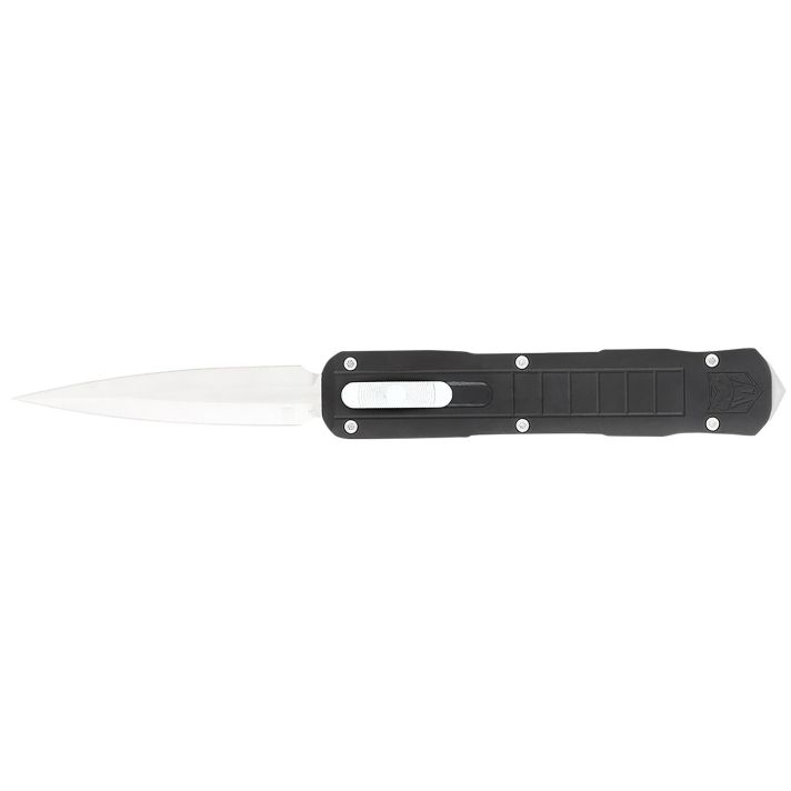 CobraTec Knives CTRPTBLKDAGNS Raptor3.13" OTF Dagger Plain D2 Steel Blade, 4.50" Black Aluminum Handle