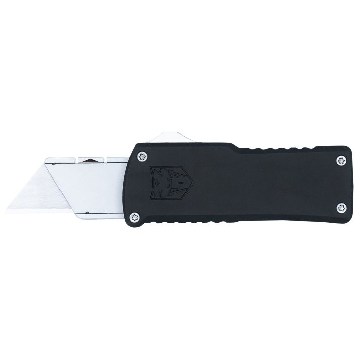 CobraTec Knives CTOTFUTBLK UtilityOTF Plain Aluminum Blade, 3.38" Black Aluminum Handle