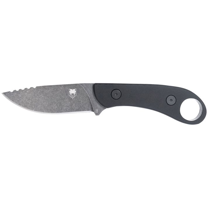 CobraTec Knives SD2DNSBLKGEN2 Skinner Gen II 3.50" Folding Plain Stonewashed D2 Steel Blade, 4.31" Black w/Finger Ring G10 Scales Handle