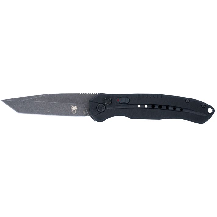 CobraTec Knives BLKDIABLOTNS DiabloAutomatic 3.50" Folding Plain Black Stonewashed D2 Steel Blade, 4.75" Black G10 Handle