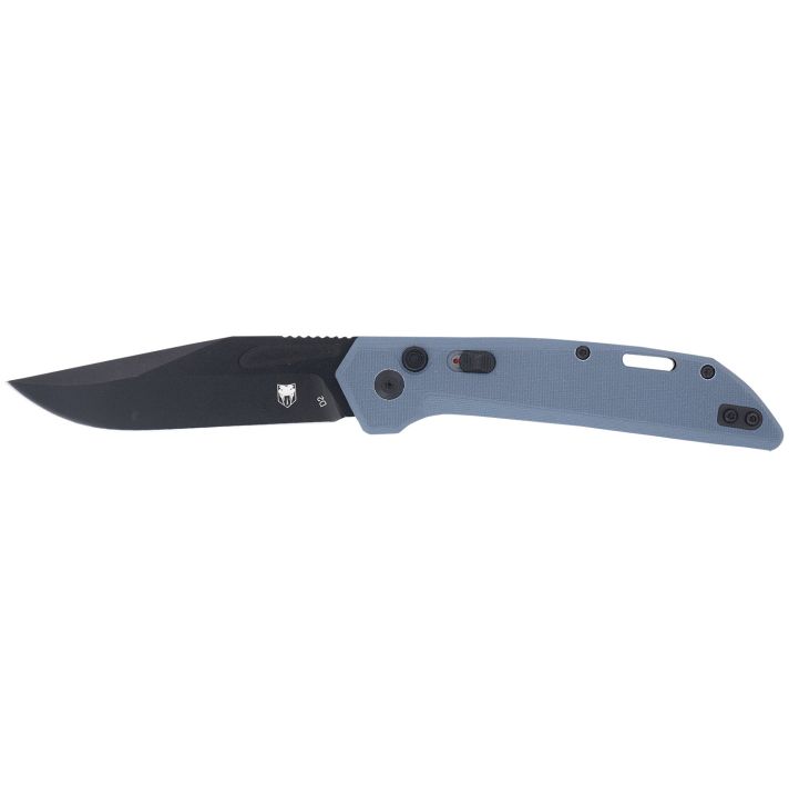 CobraTec Knives CTNAJSLGRY Naja3.50" Folding Plain Black Powder Coated D2 Steel Blade, 4.75" Slate Gray G10 Scales Handle