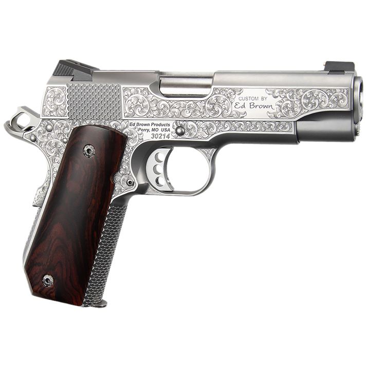 Ed Brown KCSSSIG Kobra Carry Signature Edition 45 ACP 7+1 4.25" Stainless Recessed Crown Barrel, Engraved Serrated Stainless Steel Slide &Frame w/Beavertail, Cocobolo Grip