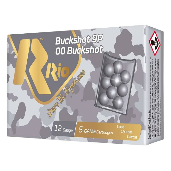 Rio Ammunition RB129 12Gauge 2.75" 00 Buck Shot 5 Per Box/50 Case