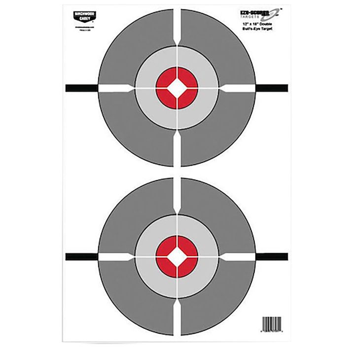Birchwood Casey BC-37207 EZE-ScorerDouble Bullseye Hanging Paper 12" x 18" Gray/Red 10 Pack