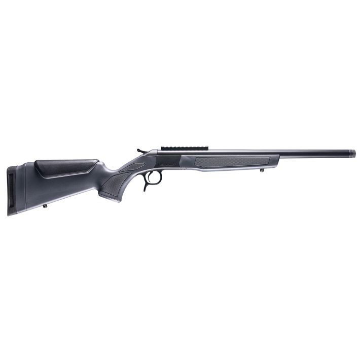 CVA CR4446 ScoutCompact 300 Blackout 1rd 16.50" Blued Threaded Barrel, Blued Receiver w/Picatinny Rail, Adj Comb & LOP Black/Gray Synthetic Stock