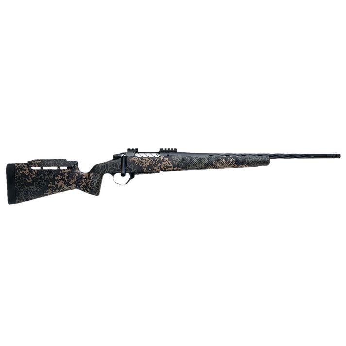 Seekins Precision 0011710455-F Havak PH3 375 H&H 24" Black Fluted Threaded Barrel, Black Picatinny Rail Steel Receiver, Adj Cheek Riser Woodland Shadow Synthetic Stock