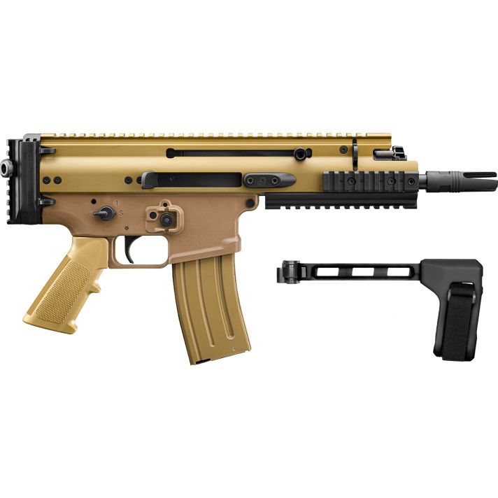FN 38101885 SCAR 15P 5.56x45mm 10+1 7.50" Black Flat Dark Earth Picatinny Rail Aluminum Receiver SB Tactical Brace