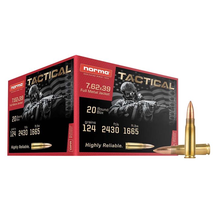 Norma Ammunition 295540020 Range & Training7.62x39mm 124gr 20 Per Box/50 Case