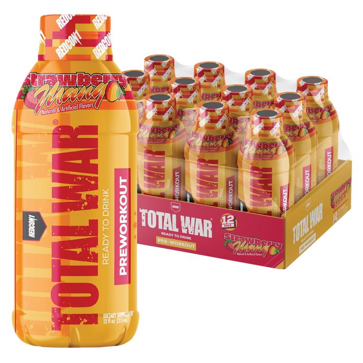 Redcon1 RC1TWRTDSM12 Total War Ready to Drink Strawberry Mango 12 Pack