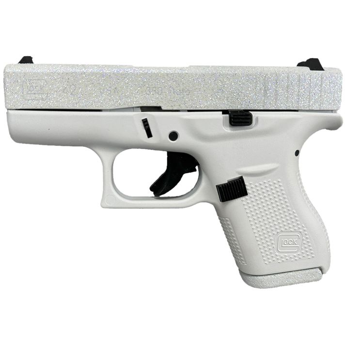 Glock UI4250204NFRST G42 Gen3 Sub-Compact Frame 380 ACP 6+1 3.25" Black Steel Barrel, Frost Glitter Cerakote Serrated Steel Slide, Frost Cerakote Polymer Frame, Textured Polymer Grip, Right Hand