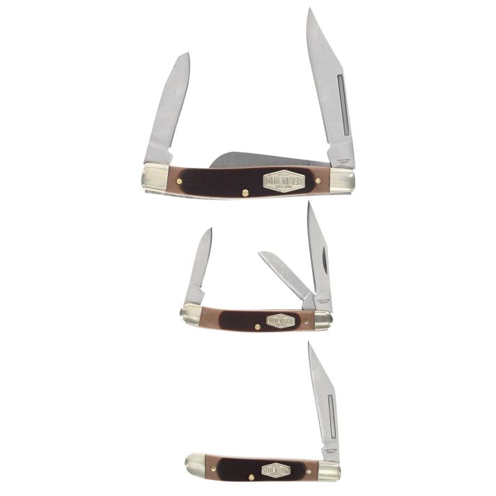 Old Timer 1207768 Q4 Combo Folding Plain Satin Stainless Steel Blade/ Sawcut Polymer Handle