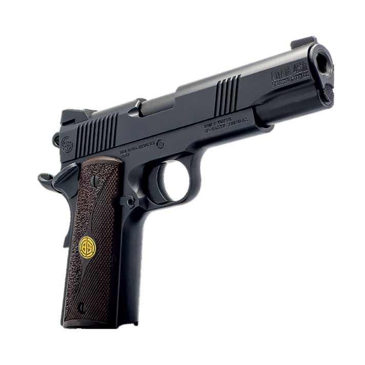 Dickinson LLC DKSN9BB 1911 Adam Full Size Frame 45 ACP 8+1 4.37" Black Button Rifled Barrel, Matte Black Serrated Aluminum Slide, Black Steel Frame, Wood Grips