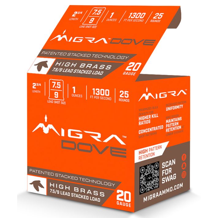 Migra Ammunitions M20LF7.5-9Dove 20Gauge 2 3/4" 1oz 7.5/9Shot 25 Per Box/10 Case