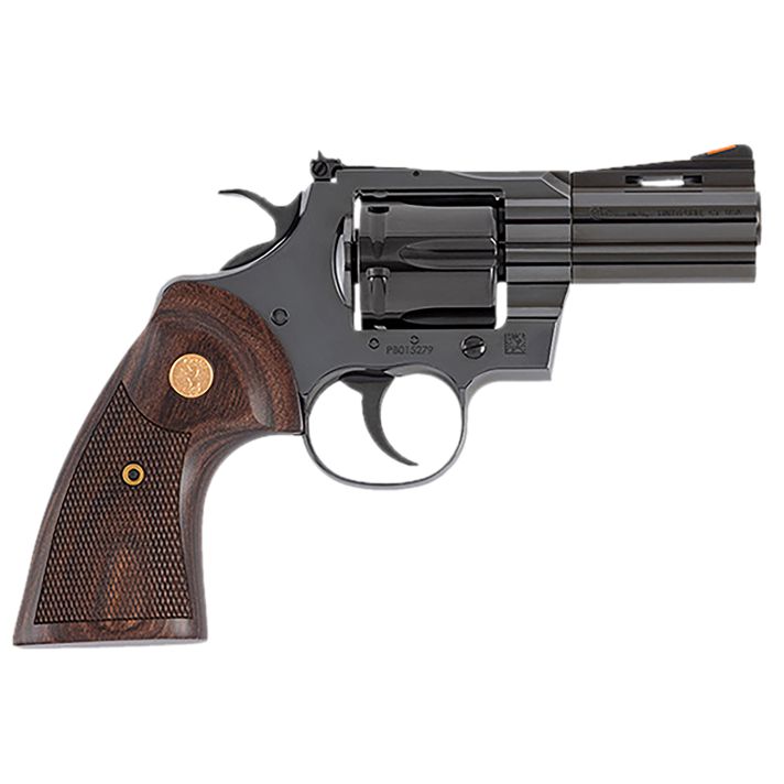 Colt Mfg PYTHONBP3WTS Python357 Mag 6 Shot 3" Blued Carbon Steel Vent Rib Barrel, Cylinder & Frame, Wood Grip, Exposed Hammer