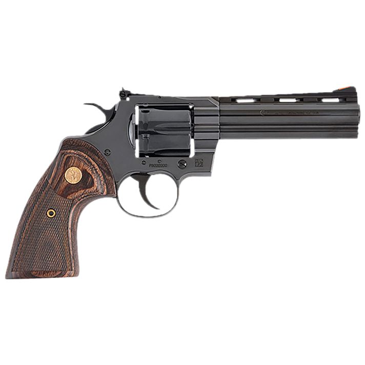 Colt Mfg PYTHONBP5WTS Python357 Mag 6 Shot 5" Blued Carbon Steel Vent Rib Barrel, Cylinder & Frame, Wood Grip, Exposed Hammer