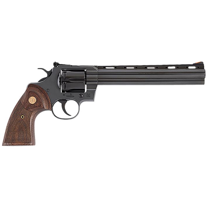 Colt Mfg PYTHONBP8WTS Python357 Mag 6 Shot 8" Blued Carbon Steel Vent Rib Barrel, Cylinder & Frame, Wood Grip, Exposed Hammer
