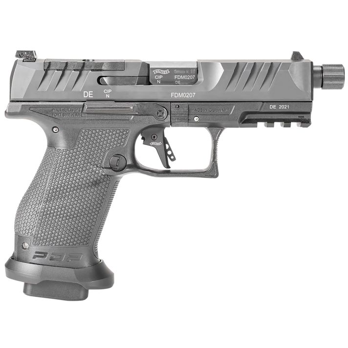 Walther Arms 2844176 PDP Pro SD Compact Frame 9mm Luger 18+1 4.60" Black Threaded Barrel, Black Optic Ready/Serrated Steel Slide, Black Polymer Frame w/Picatinny Rail, Medium Backstrap Grip