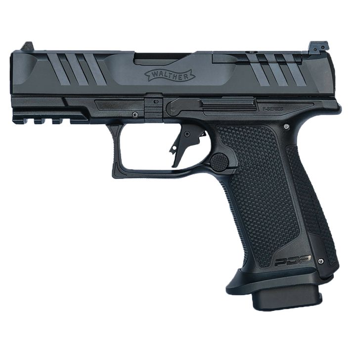 Walther Arms 4797067 PDP F-Series Pro E 9mm Luger 10+1 4" Black Steel Barrel, Black Optic Ready/Serrated Steel Slide, Black Polymer Frame w/Picatinny Rail, Interchangeable Backstrap Grip