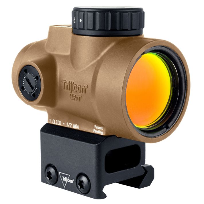 Trijicon 2200327 MRO SDCoyote Tan 1x25mm 2 MOA Red Dot Reticle Full Co-Witness Mount