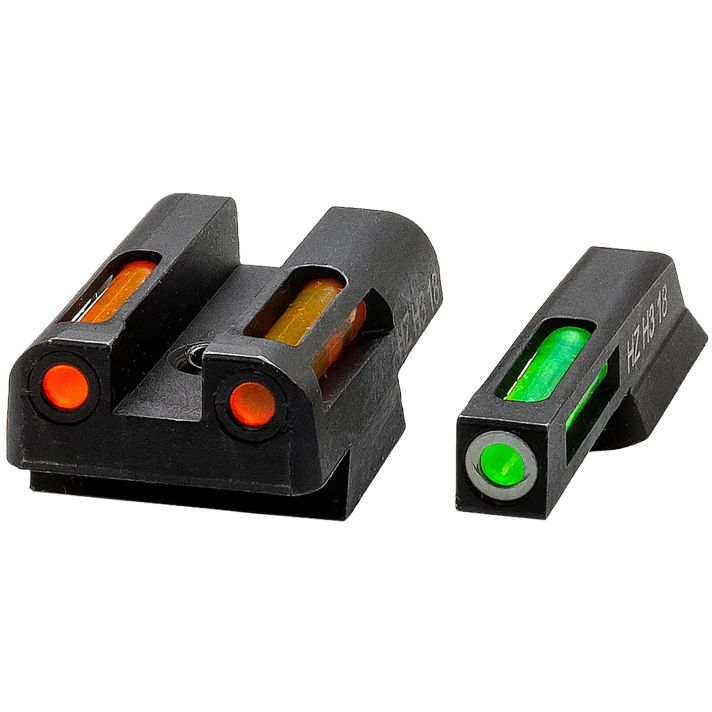 HiViz CZN421 LiteWave H3 Fiber-Optic Sight Set Green Tritium/White Outline w/ Litepipes Orange Fits CZ 75, 85, P-01