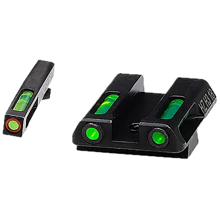 HiViz GLN521 LiteWave H3 Fiber-Optic Sight Set Green Fiber Optic/Orange Outline w/ Litepipes Green Fits Glock 42, 43, 43X, 48