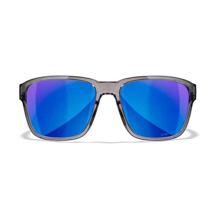 Wiley X AC6TRK09 TrekM/L Blue Mirror Lens Polycarbonate Gloss Crystal Dark Gray Frame