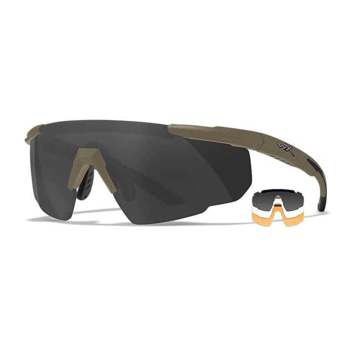 Wiley X 308T Saber AdvancedSmoke Gray/Clear/Light Rust Lens Polycarbonate Matte Tan Frame