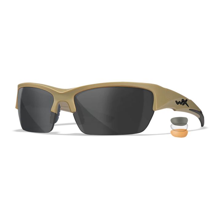 Wiley X CHVAL06T ValorMedium Smoke Gray/Clear/Light Rust Lens Polycarbonate Matte Tan Frame