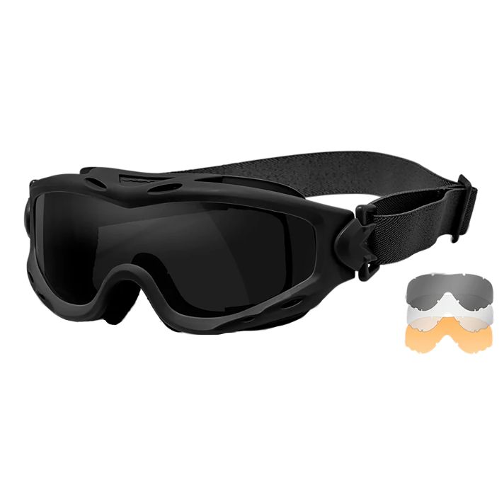 Wiley X SP293B Spear Goggles Smoke Gray/Clear/Light Rust Lens Matte Black Frame