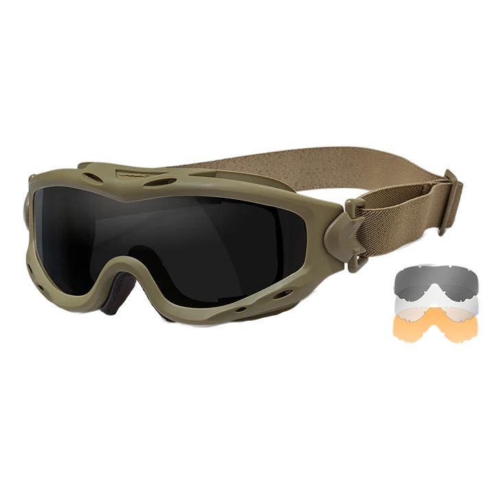 Wiley X SP293T Spear Goggles Smoke Gray/Clear/Light Rust Lens Tan Frame