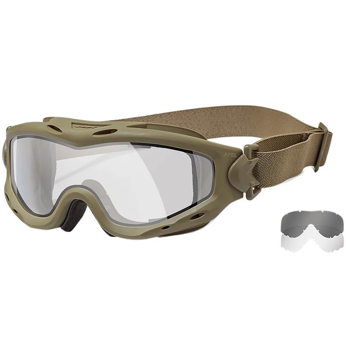 Wiley X SP30DLT Spear Apel Goggles Clear Lens Tan Frame