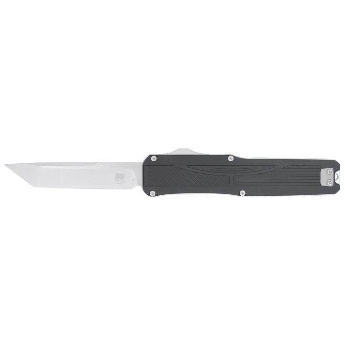 CobraTec Knives CTLGDBLKTNS LegendEDC 3.13" OTF Plain Stonewashed VG-10 SS Blade, 4.75" Black Textured Aluminum Handle