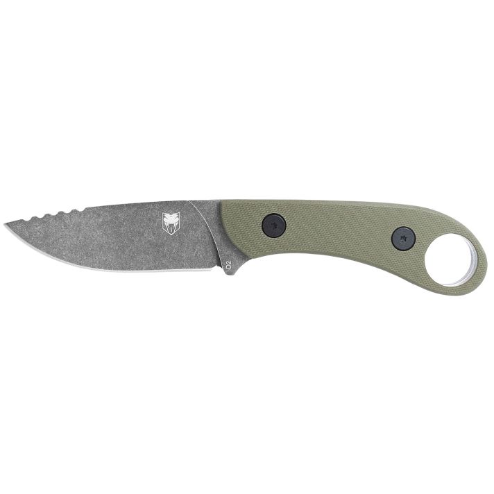 CobraTec Knives SD2DNSODGGEN2 Skinner Gen II 3.50" Fixed Plain Stonewashed D2 Steel Blade, 4.31" OD Green Textured G10 Scales Handle w/Finger Ring